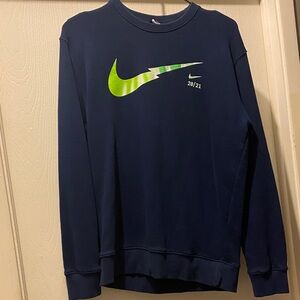 Nike womens Navy and Green Crewneck Sweater